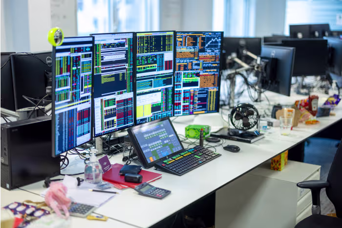 Bloomberg Terminal in use at Singer Capital Markets, London.